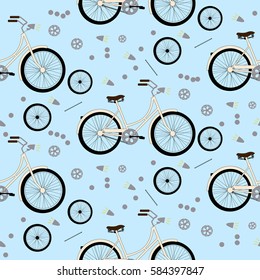 Bicycle On Blue Background Seamless Pattern Stock Vector (Royalty Free ...