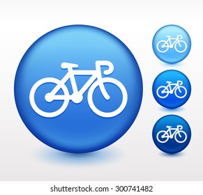 Bicycle on Blue Round Button