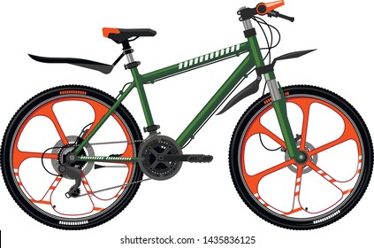 Bicycle on the cast wheels. 
