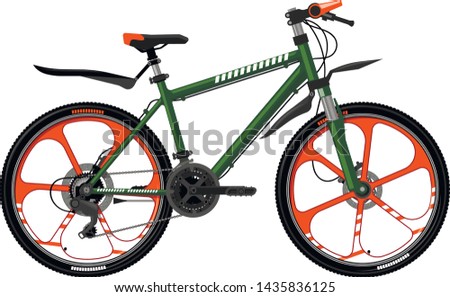 Bicycle on the cast wheels. 
