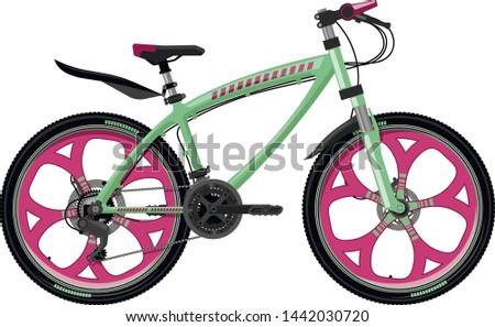 Bicycle on the cast wheels. 
