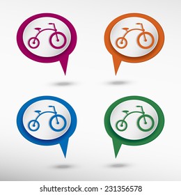 Bicycle on colorful chat speech bubbles 