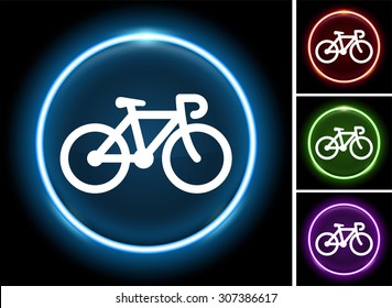 Bicycle on Glow Round Button