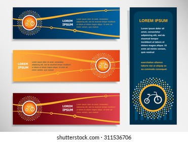 Bicycle on modern abstract flyer, banner, brochure design template. Collection for Business 