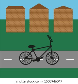 Bicycle on the road in the village