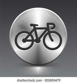 Bicycle on Silver Round Button