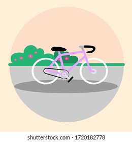 Bicycle on the street.Vector illustration.
