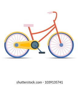 Bicycle on white background. Multicolored for children.