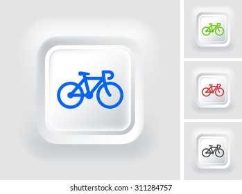 Bicycle on White Square Button