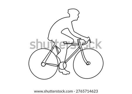 Bicycle one line art drawing of a vintage cruiser bike with front basket and rear rack