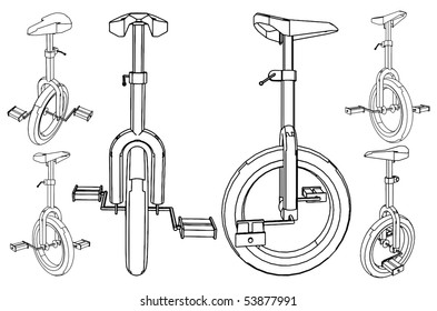 Bicycle With One Wheel Vector 01