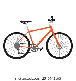 Bicicleta naranja negro bicicleta caminando bicicleta transporte vista lateral Ilustración vectorial realista. Ciclismo deporte verano ocio al aire libre actividad