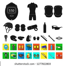 Bicycle outfit black,flat icons in set collection for design. Bicycle and tool vector symbol stock web illustration.