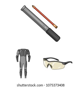 Bicycle outfit cartoon icons in set collection for design. Bicycle and tool vector symbol stock web illustration.