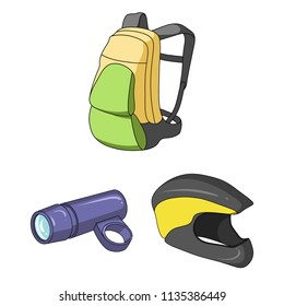 Bicycle outfit cartoon icons in set collection for design. Bicycle and tool vector symbol stock web illustration.