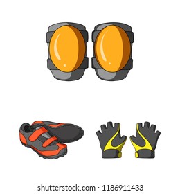 Bicycle outfit cartoon icons in set collection for design. Bicycle and tool vector symbol stock web illustration.
