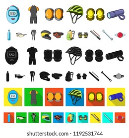 Bicycle outfit cartoon icons in set collection for design. Bicycle and tool vector symbol stock web illustration.