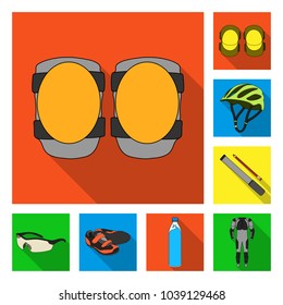 Bicycle outfit flat icons in set collection for design. Bicycle and tool vector symbol stock web illustration.