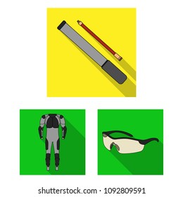 Bicycle outfit flat icons in set collection for design. Bicycle and tool vector symbol stock web illustration.