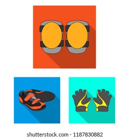 Bicycle outfit flat icons in set collection for design. Bicycle and tool vector symbol stock web illustration.