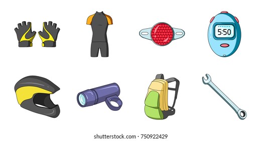 Bicycle outfit icons in set collection for design. Bicycle and tool vector symbol stock  illustration.