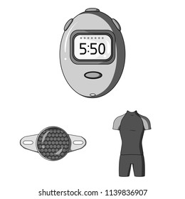 Bicycle outfit monochrome icons in set collection for design. Bicycle and tool vector symbol stock web illustration.