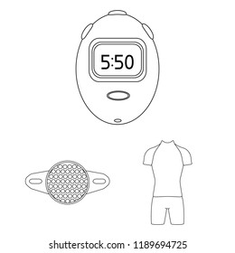 Bicycle outfit outline icons in set collection for design. Bicycle and tool vector symbol stock web illustration.