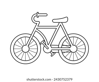 esquema de la bicicleta para colorear plantilla de libro, bicicleta para niños hoja de cálculo de ilustración imprimible