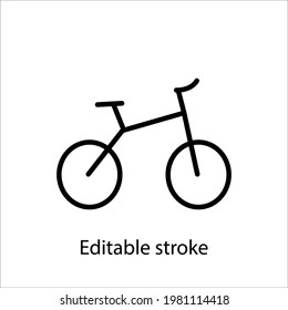 Icono de contorno de bicicleta. Símbolo de contorno lineal personalizable. Trazo editable. Ilustración aislada de las existencias vectoriales
