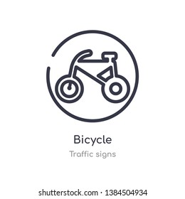 bicycle outline icon. isolated line vector illustration from traffic signs collection. editable thin stroke bicycle icon on white background