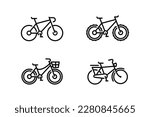 Bicycle outline icon set isolated on white background