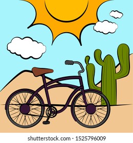 Bicycle over a desert landscape - Vector illustration