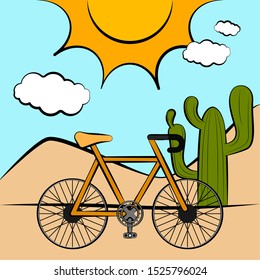 Bicycle over a desert landscape - Vector illustration