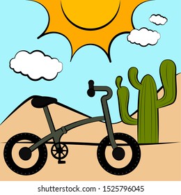 Bicycle over a desert landscape - Vector illustration