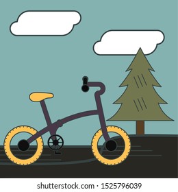 Bicycle over a natural landscape - Vector illustration