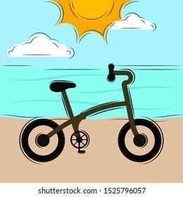 Bicycle over a sea landscape - Vector illustration