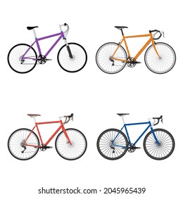 Bicycle pack, bundle of 4 road bike vector isolated on white background