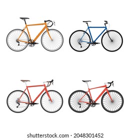 Bicycle pack, bundle of 4 road bike vector isolated on white background