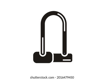 Bicycle padlock. Simple illustration in black and white.