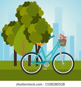 bicycle in the park scene