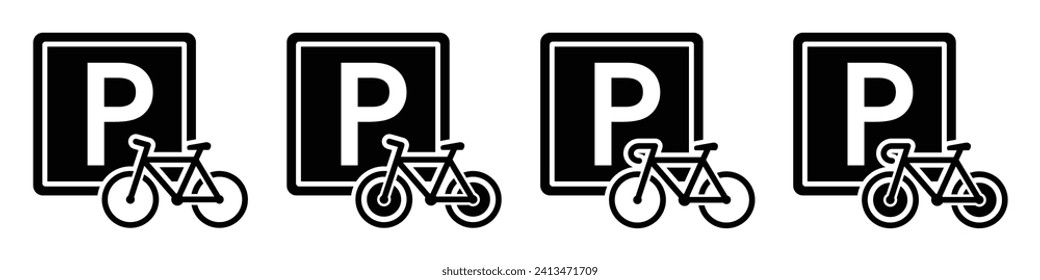 Bicycle parking area Icon, Bike Parking location icon, vector illustration
