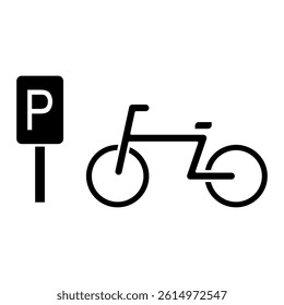 bicycle parking area icon, simple flat style, illustration, logo sign symbol pictogram template, for ui or ux isolated on white for mobile app, editable
