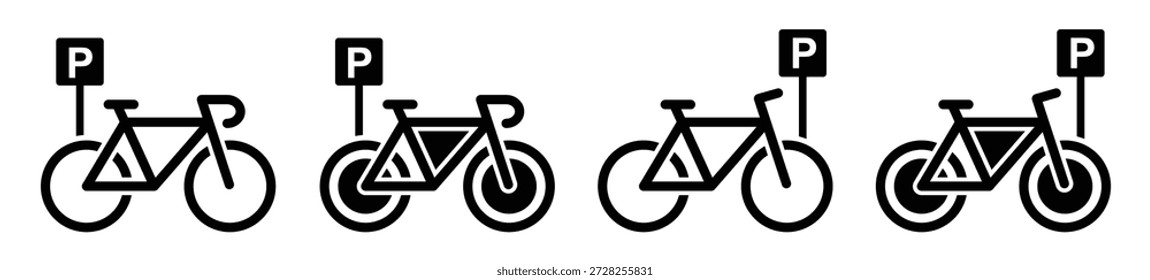 Icono de área de estacionamiento de bicicletas, Ilustración vectorial