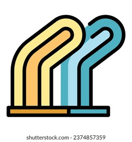Bicycle parking bars icon outline vector. Park area. Rack station color flat