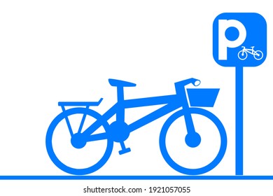 Bicycle Parking Blue Sign Icon, Flat Cycle Symbol