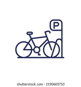 Bicycle parking icon with a bike, line vector