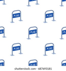 Bicycle parking icon in cartoon style isolated on white background. Parking zone symbol stock vector illustration.