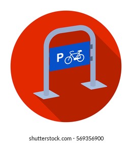 Bicycle parking icon in flat style isolated on white background. Parking zone symbol stock vector illustration.