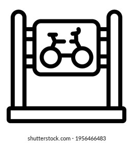 Bicycle parking icon. Outline bicycle parking vector icon for web design isolated on white background