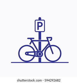 Bicycle Parking Icon. Sign Flat Cycle Symbol Vector Silhouette blue Color